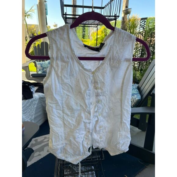 Size Medium Vintage Fairycore White Blouse FLAWED - Picture 3 of 8
